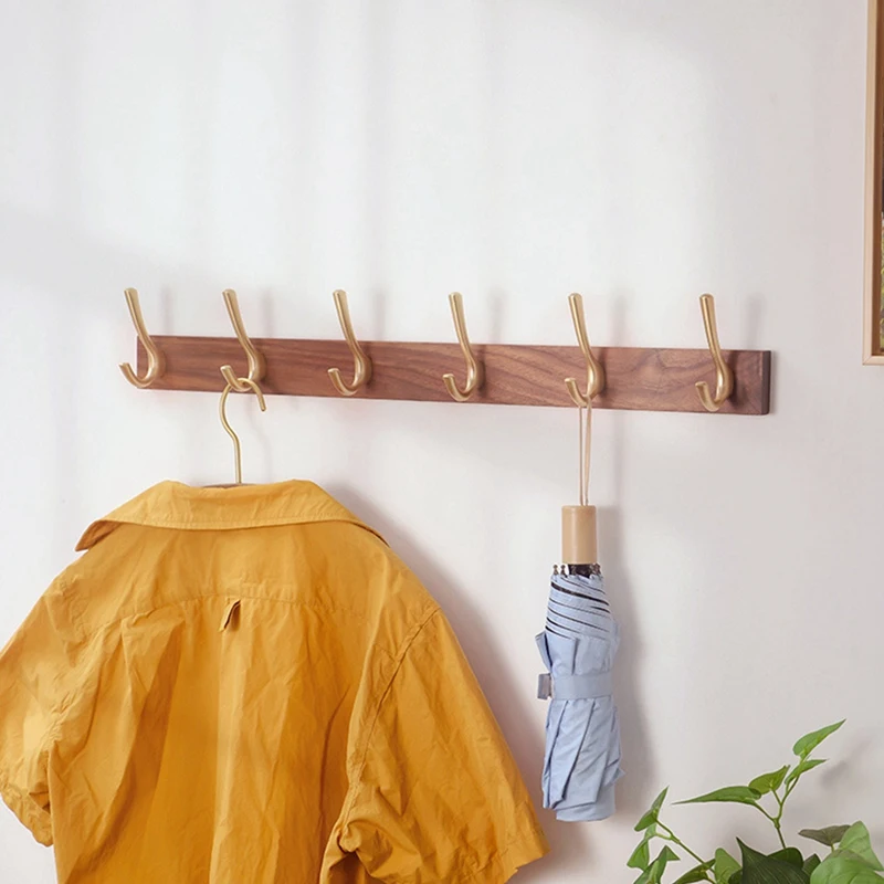 Solid Wood Coat Hooks Clothes Hooks Creative Free Punch Coat Hooks Coat Rack Behind The Door Wall Hooks