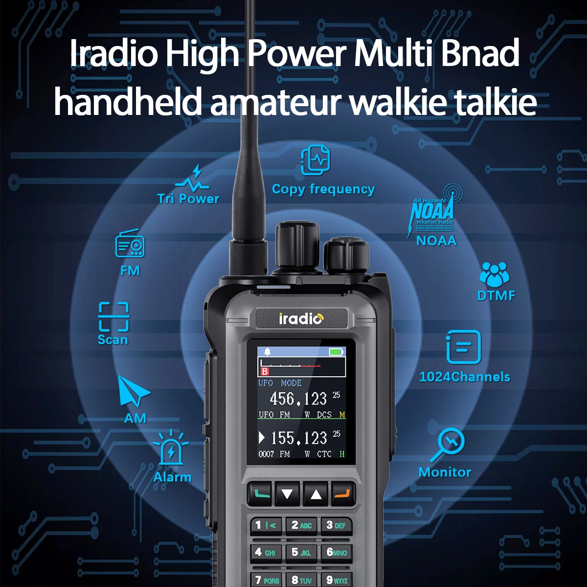 Iradio UV-99 mutli band walkie talkie 20w de alta potência am fm 1024ch noaa dtmf frequência de cópia sem fio tipo-c rádio amador de longo alcance