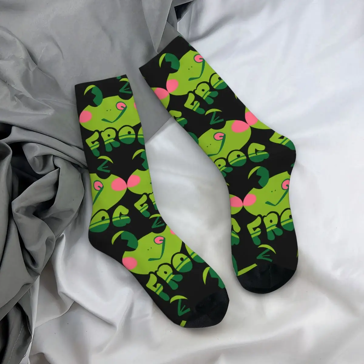 Funny Happy Men's compression Socks Sanrio Vintage Harajuku kero kero keroppi Hip Hop Novelty Casual Crew Crazy Sock Gift image 5