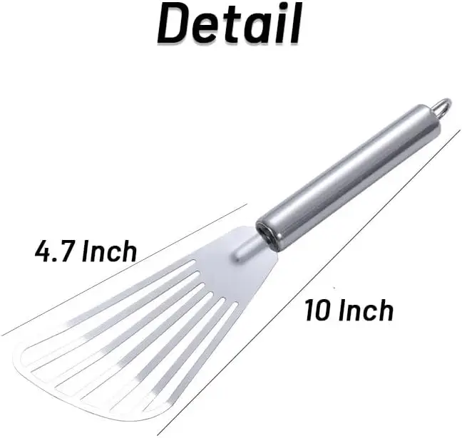 2-упаковка лопатки для рыбы — гибкая полированная металлическая кухонная лопатка с прорезями из нержавеющей стали — металлическая лопаточка