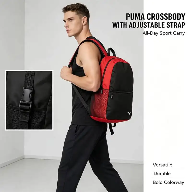 Puma Sport Hot Crossbody Bag Red Black Shoulder  Adjustable Strap Lightweight Durable Versatile Daily Street Style Casual Purse