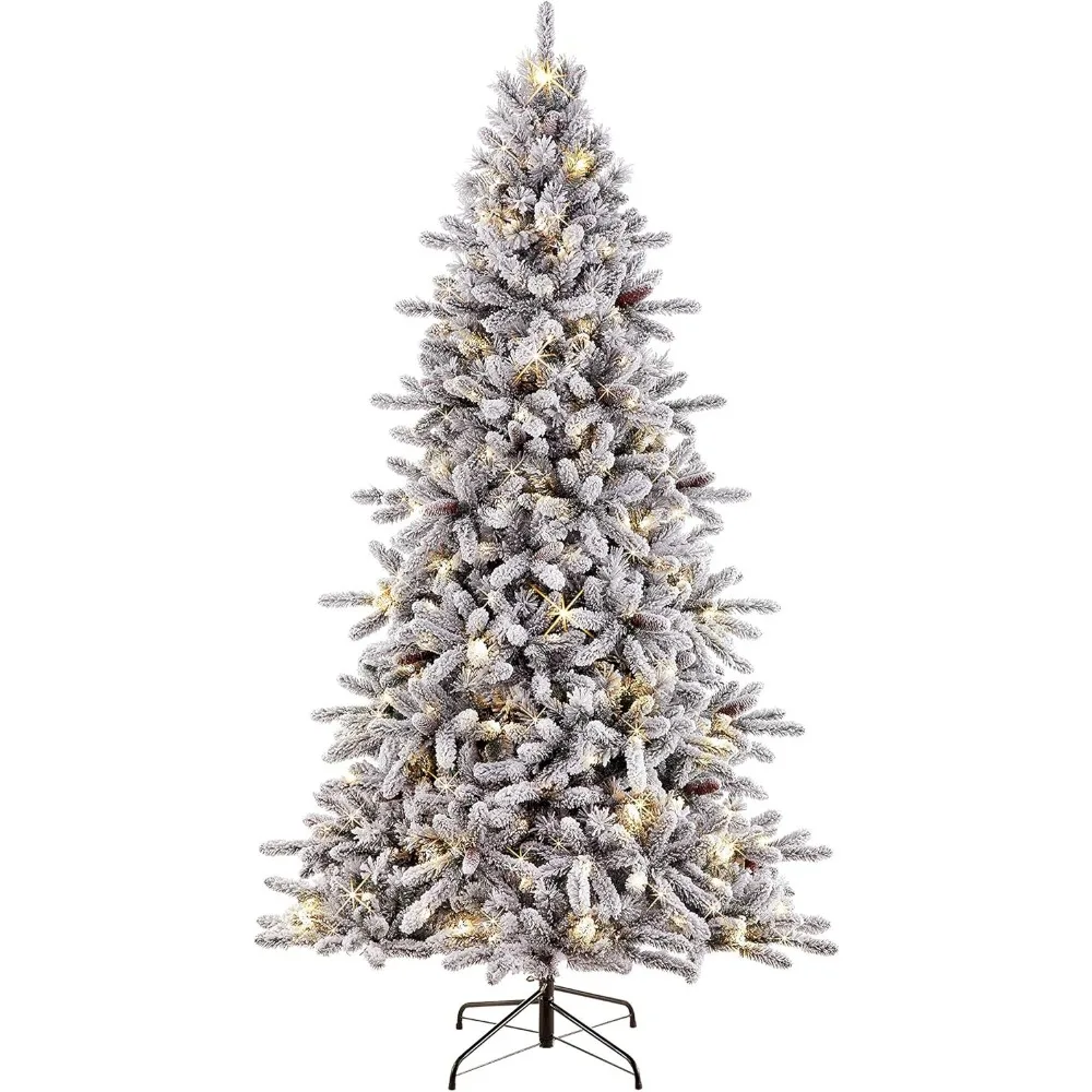 7.5-Foot Pre-Lit Flocked Bennington Fir Artificial Christmas Tree with 400 Lights