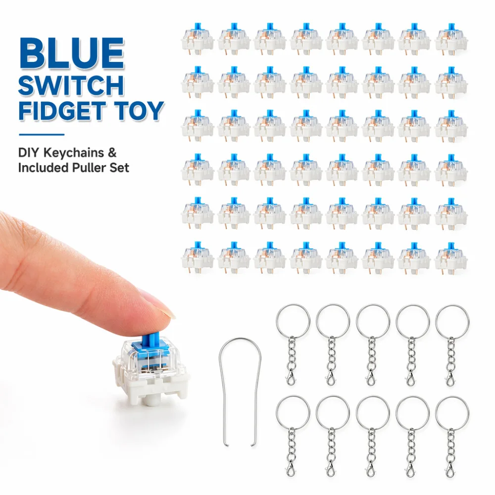 50 Stück Tastatur-Clicker für 3D-Drucke, klare Klicks, mechanische Tastaturschalter, 3D-gedruckter Clicker, Fidget, extra 10 Stück Schlüsselanhänger