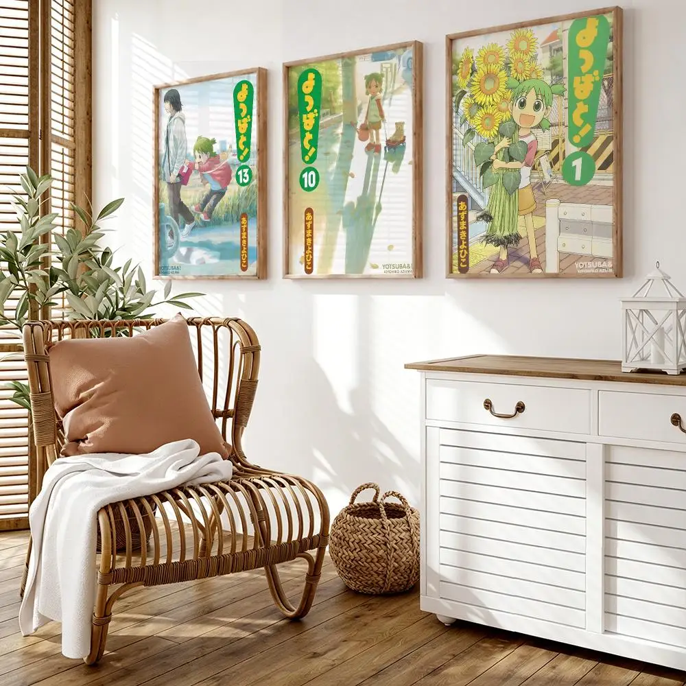 Y-Yotsuba Anime Poster Wall Stickers HD Painting Self Adhesive Art Decals for Bedroom Living Room Home Decor