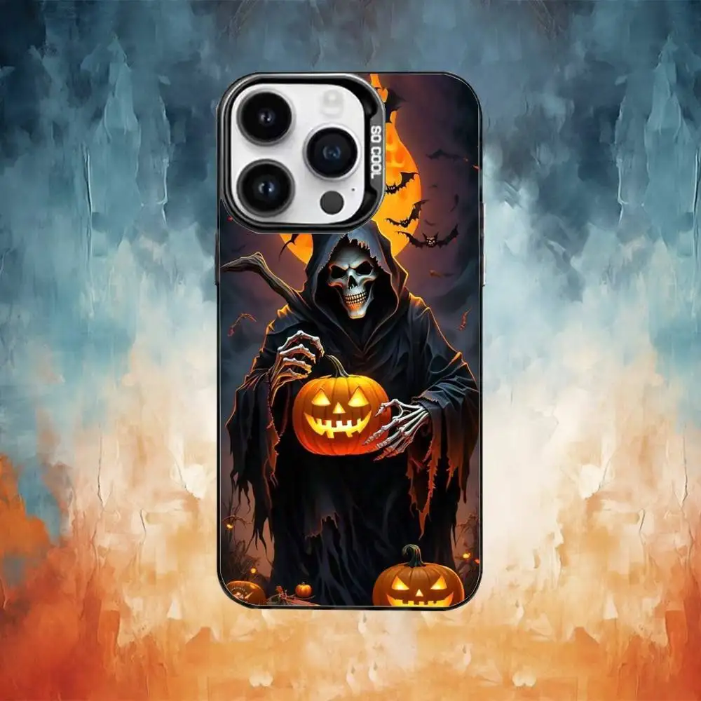 Casing Ponsel Labu Untuk iPhone17,16,15,14,13,12,11 Plus,Pro Max Hitam Candy Matte Tahan Banting