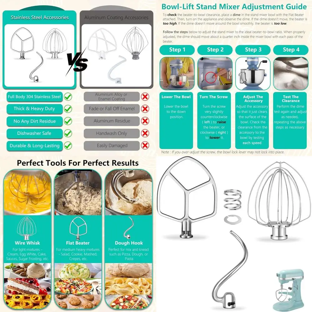 

Комплект аксессуаров для миксера KitchenAid 6QT: плоский венчик, проволочный венчик, крючок для теста для моделей KP26, KL26, KB26, KSM60