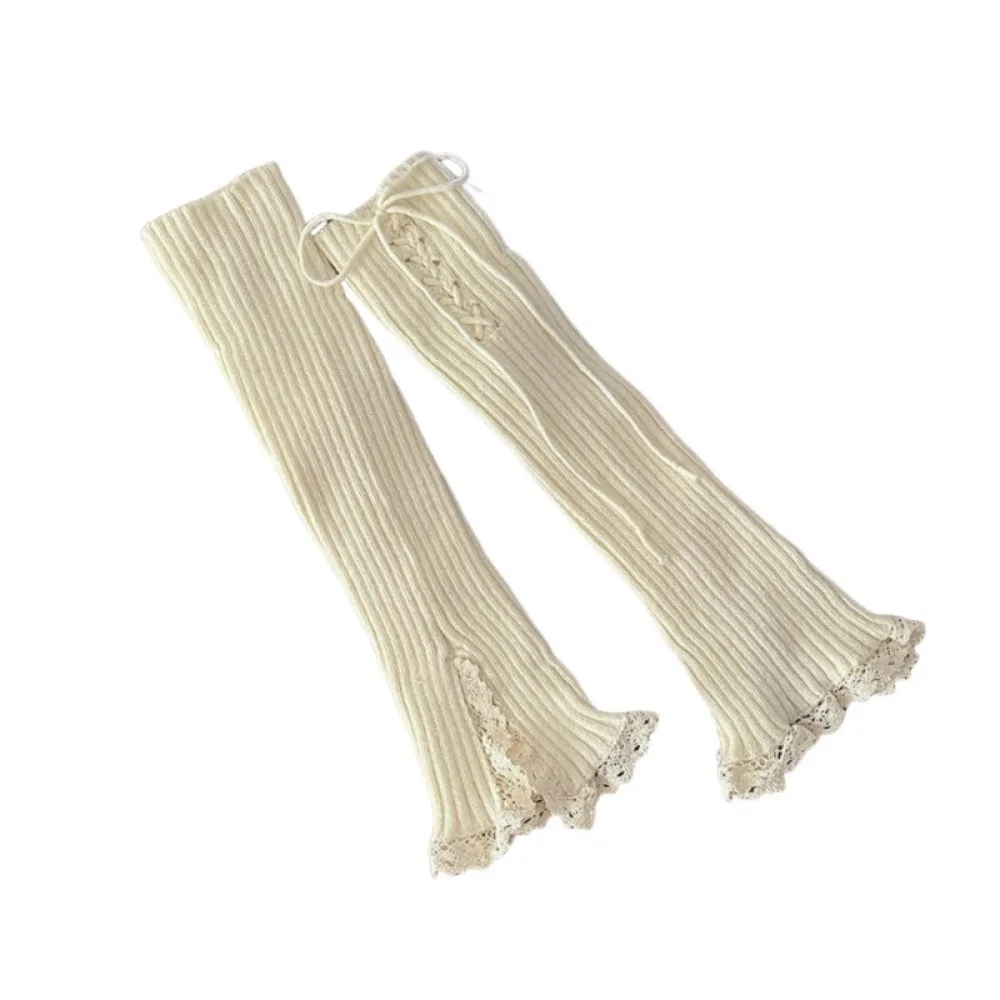 Lolita Thermal Boot Sock Sleeves Thick Stretch Turned-up Button Socks Bow Lace Tube Socks Autumn