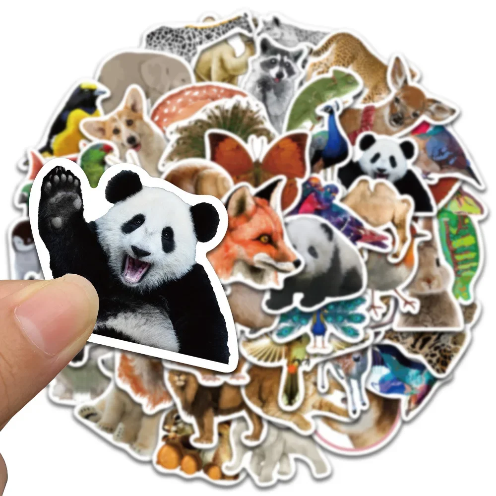 

50pcs Cute Animal Stickers Realistic Oil Painting Animal Waterproof Stickers Student Notebook Water Bottle Stickers