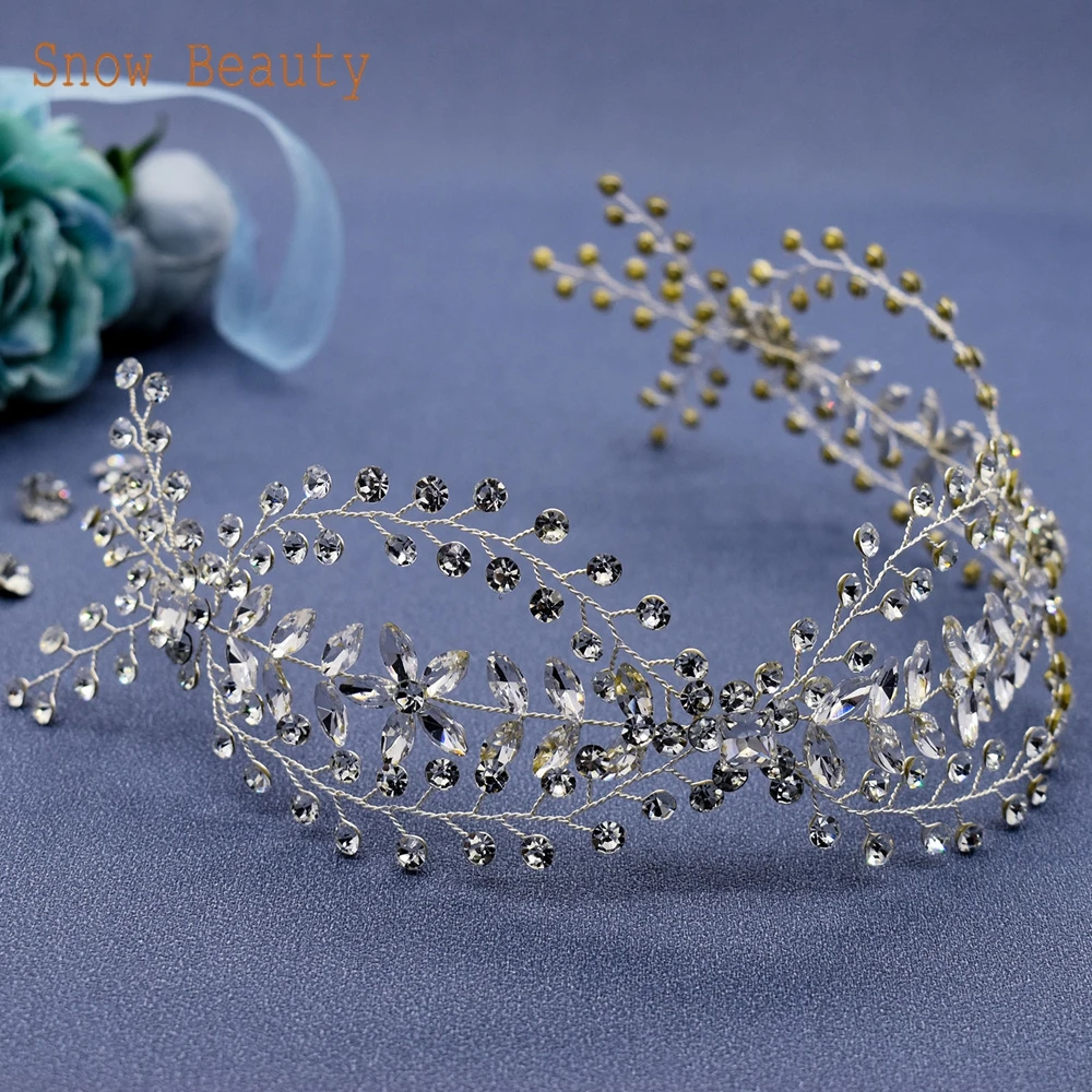 DZ049 Accessori per capelli da sposa in argento Gioielli per feste Fiore Copricapo da donna Tiara Fasce di cristallo Fascia per capelli principessa bohémien