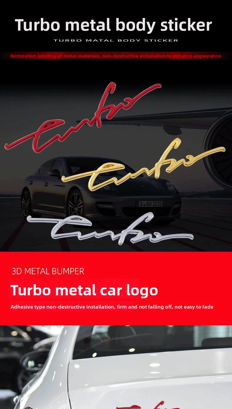 Neues Design Auto-Styling Turbo-Boost 3D Metall Chrom Zinklegierung 3D Emblem Abzeichen Aufkleber Dekor Auto-Zubehör – Detail 1