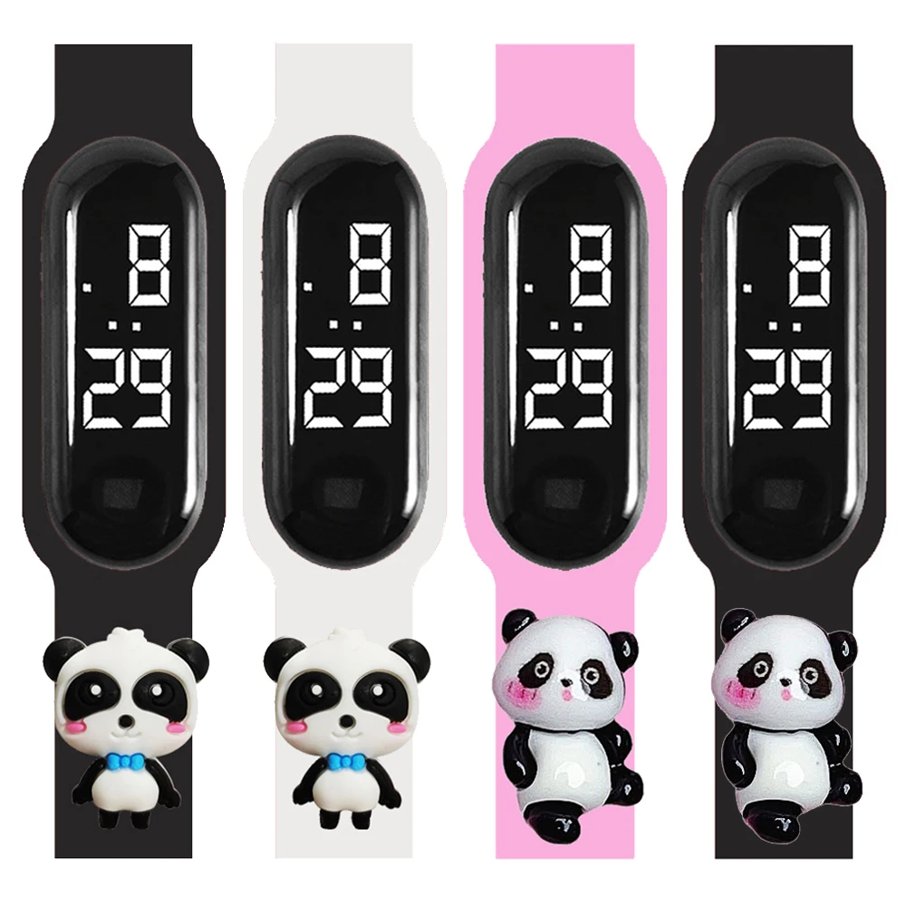 2024 New Boys Girls Children Electronic Watch Cute Panda Toy Waterproof Smart Touch LED Sports Kids Digital Watches Bracelet