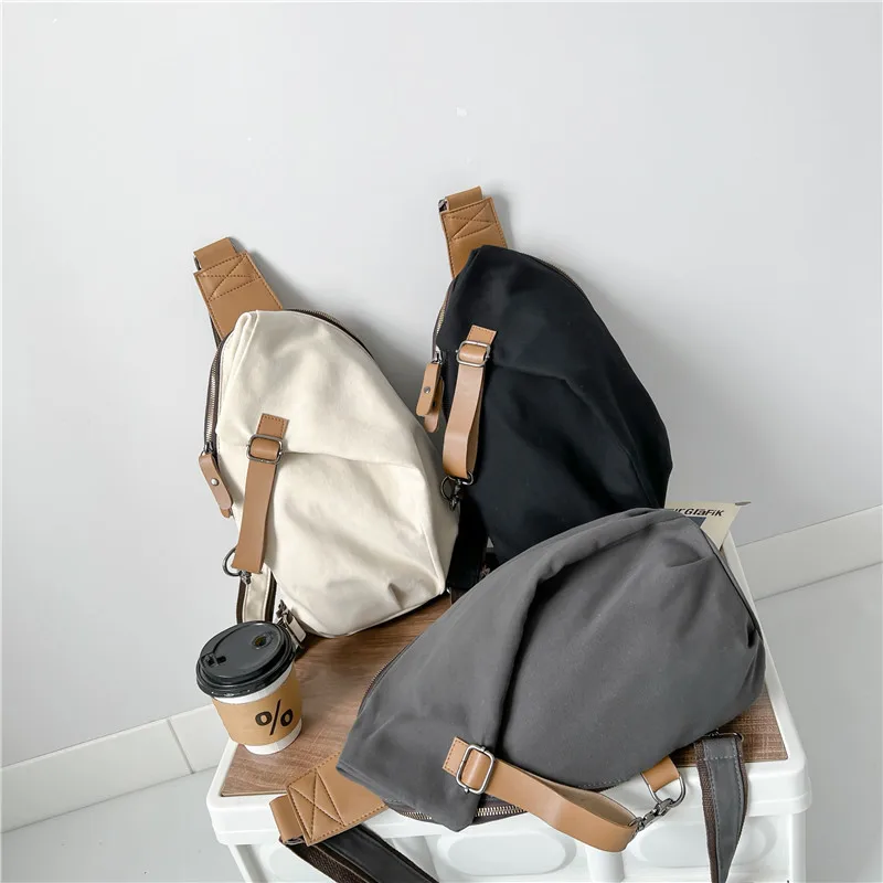 جديد سعة كبيرة الكتف Crossbody الدراجات حقيبة المرأة الرياضية عادية بسيطة المحمولة قماش حقيبة صدر للرجال الرجال حقيبة ظهر صغيرة