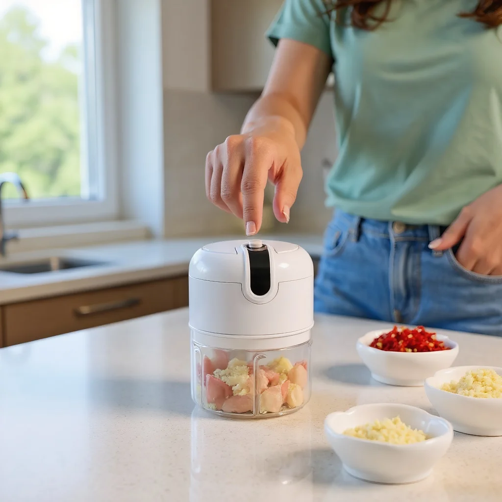 Electric Garlic Masher Food Processor Vegetable Cutter Meat Grinder Fruit Masher Chilli Chopper Home Kitchen USB Charging Mincer