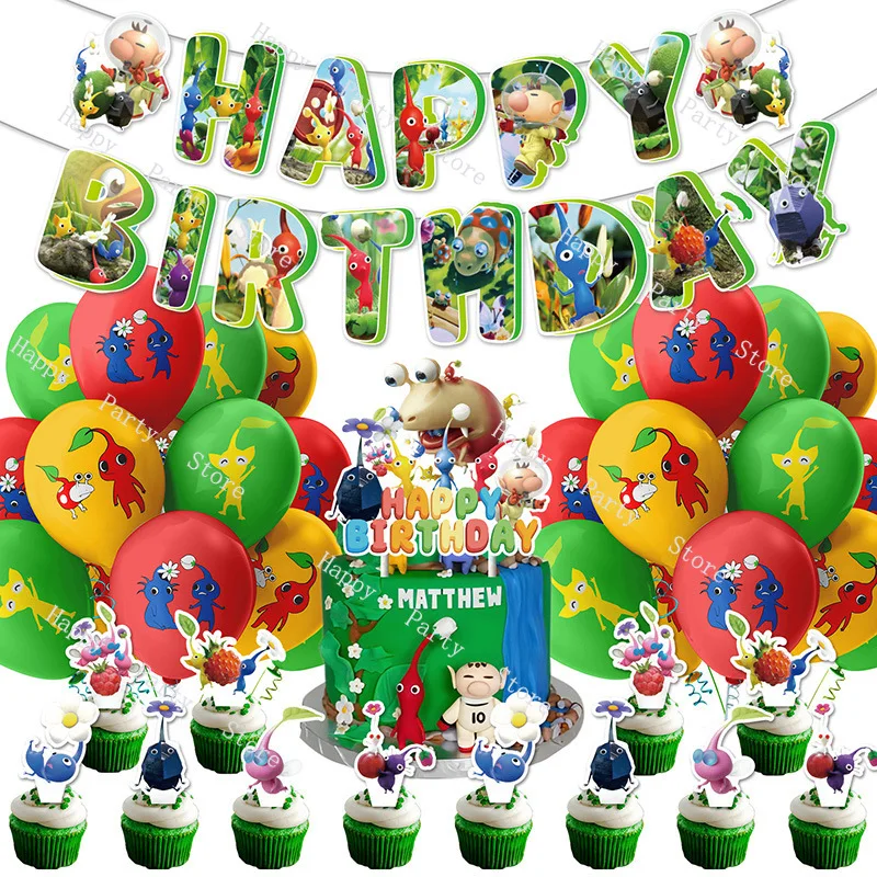 Das Spiel Pikmin Geburtstags feier Dekorationen Pikmin Ballon Banner Hintergrund Kuchen Topper Party liefert Baby party