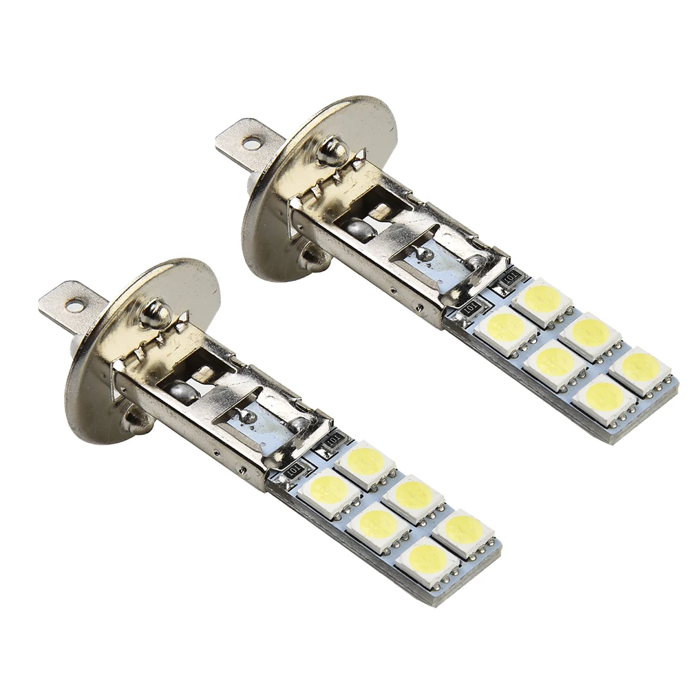 Beam Fog Lights H1 1800LM 55W 6000K H1-12SMD-5050 Headlight Super White 12V-24V Aluminum Bulbs Daytime Running