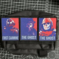 The Ghost Tactical Patch Call of Duty The Carmine Game Morale Badge Hook & Loop Red and Blue Printing Military Backpack Sticker