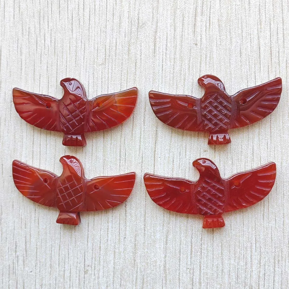 

Good Quality Natural red agate Carved eagles stone Pendants diy jewelry accessories making Wholesale 4pcs/lot Fast shipping