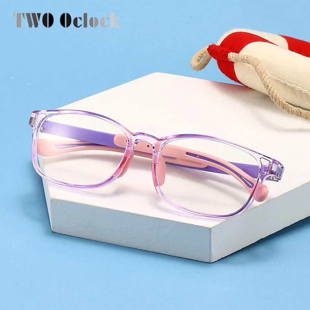 Ultra-light Flexible Kids Glasses Frames Boy Girl Square Anti Blue Light Clear Eyeglass Medical Prescription 0 Diopter Glasses view 2