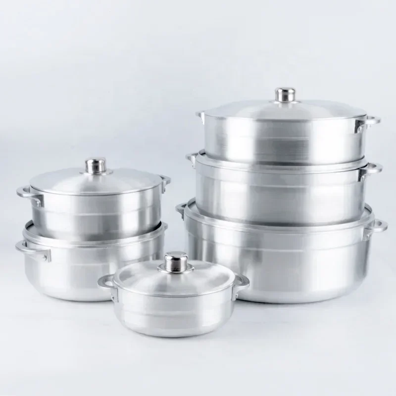 

Cheap Hot Selling 6-Piece Aluminum Pot Set 20-36CM Soup Pot Die Cast Casserole Forged Kitchen Pot Cookware Sets
