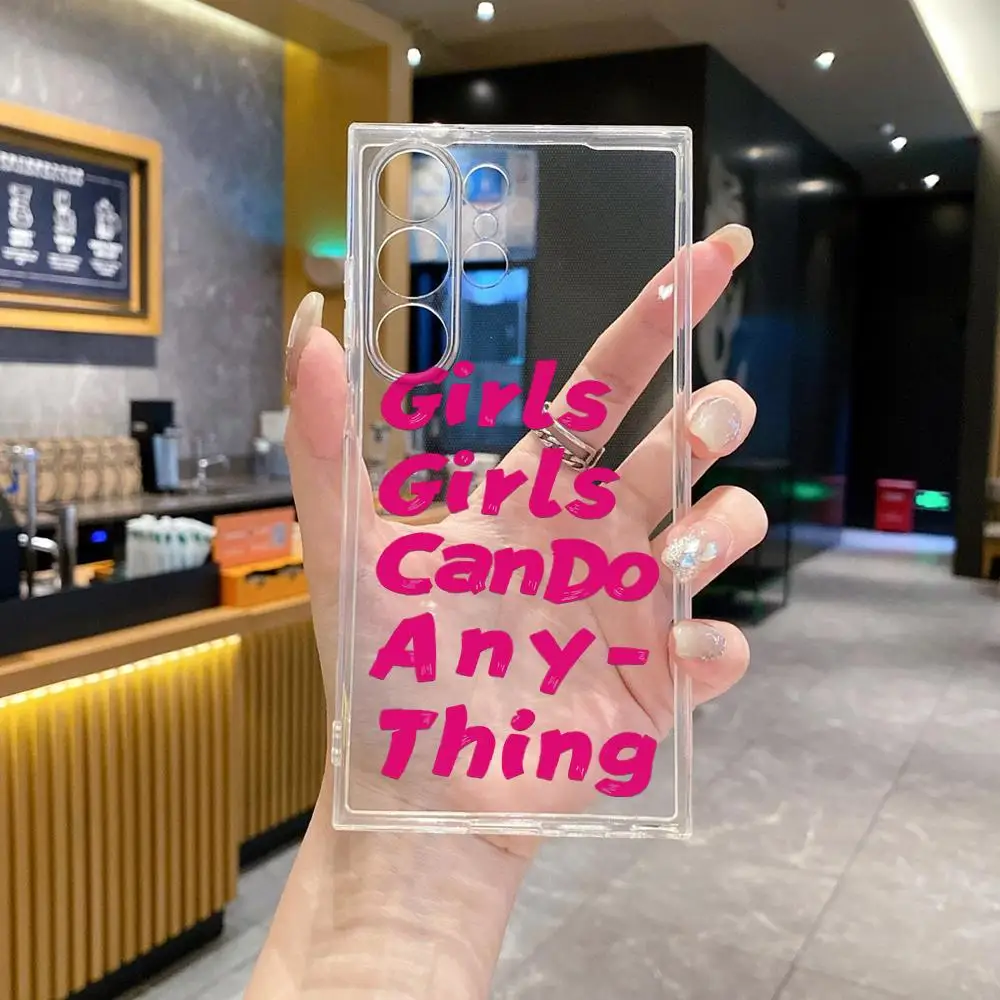 Red Text Graphic Phone Case For Samsung Galaxy S26 Ultra S25 FE S24 S23 S22 Plus S25 Edge S21 Transparent Soft Shell Covers