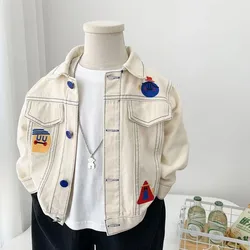 Kids Boys Denim Cotton Jackets Laple Tops 2024 Spring Autumn New Fashion Sweet Cute Coat Jacket Baby Clothes 2-7Y