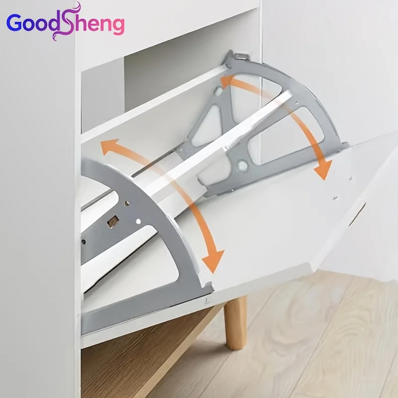 GOODSHENG 2pcs Home Furniture Flip Two-Layer Shoe Rack Hinge, Space-Saving Hidden Storage Multi-Layer Shoe Rack Hinge