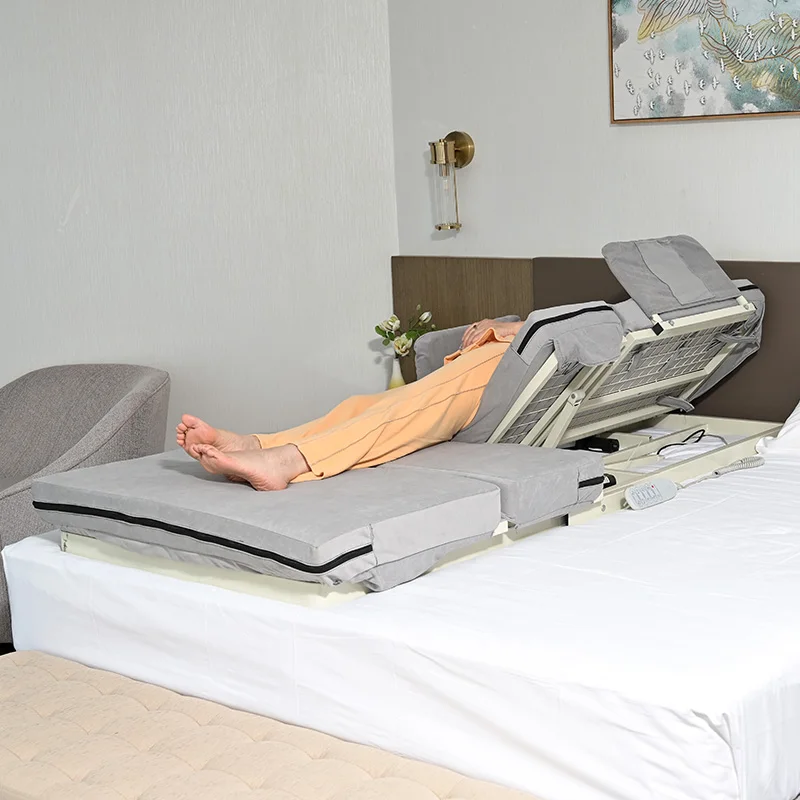 Electric Tilting Bed, Carbon Steel Heavy Duty Home Nursing Frame, Adjustable Backrest, Motorized Bed for Home Care