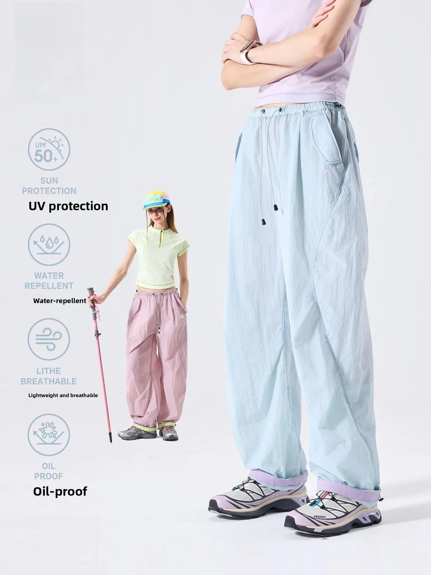 LAZY DAY Lightweight Quick Dry Hiking Pants Women's Outdoor Windproof Wear Resistant Casual Straight Leg Trousers