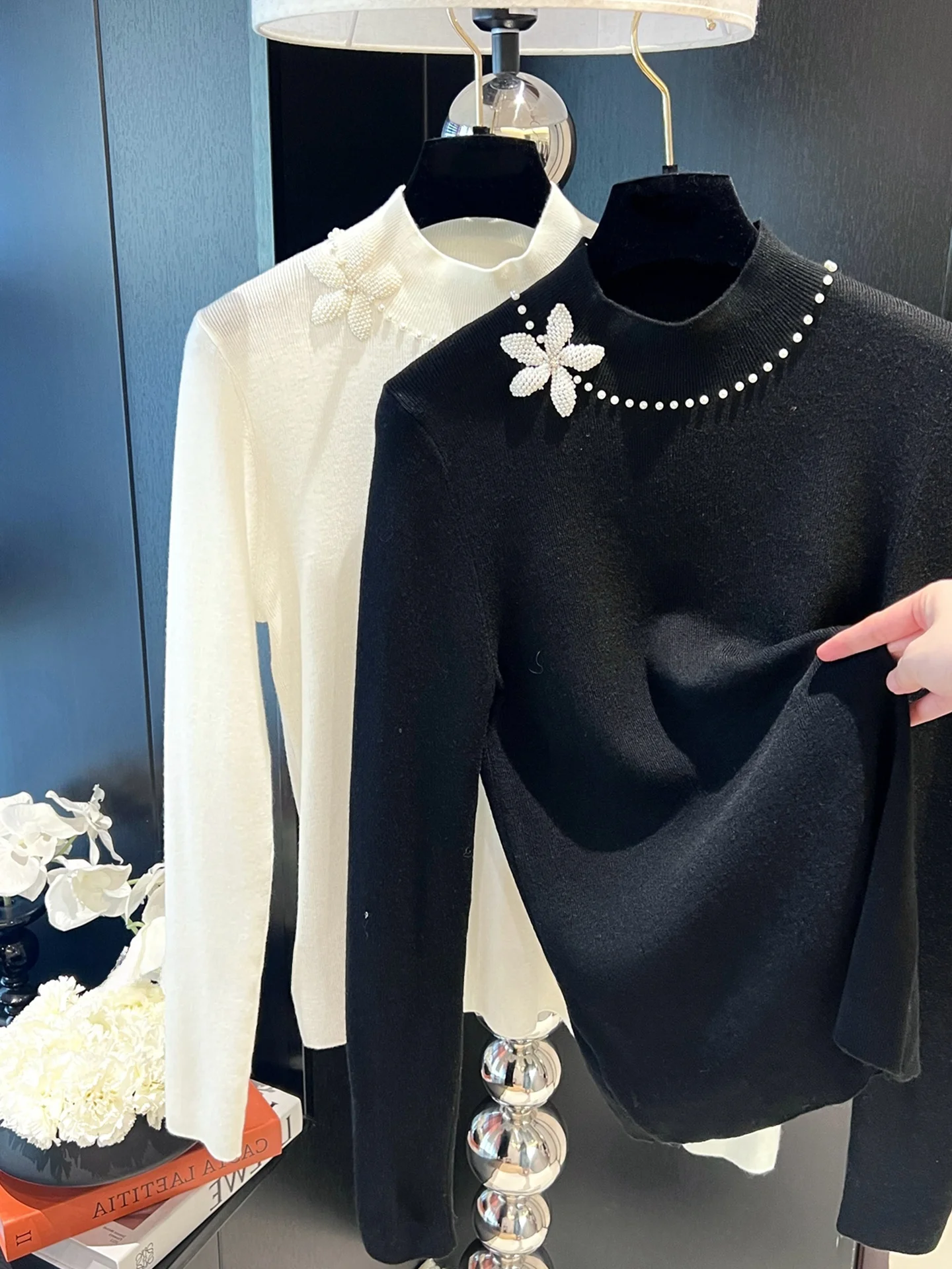   Long Sve Knitted Camere Base da donna irt Design semplice sopra la testa invernale Fce Calore f Alto rotondo Ne