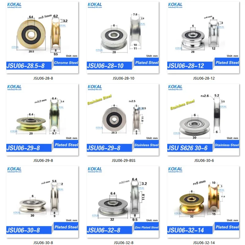 high quality non standard chrome steel GCR15 U groove guide wire track pulley rail bearing wheel steel bearing rollers 12-60mm