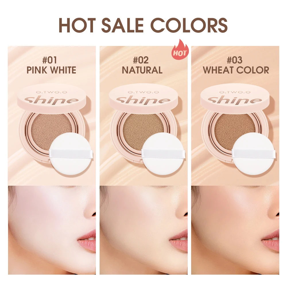 O.TWO.O Air Cushion BB Cream 3 Colors Fuller Coverage Waterproof Long-lasting Concealer Cushion Compact With Puff Face Makeup