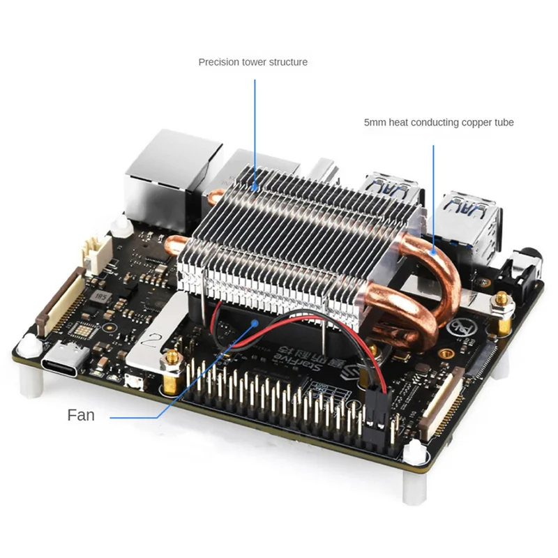 AD41-pour VisionFive2 CPU tour ventilateur de refroidissement en forme de U tuyau de cuivre CPU refroidissement