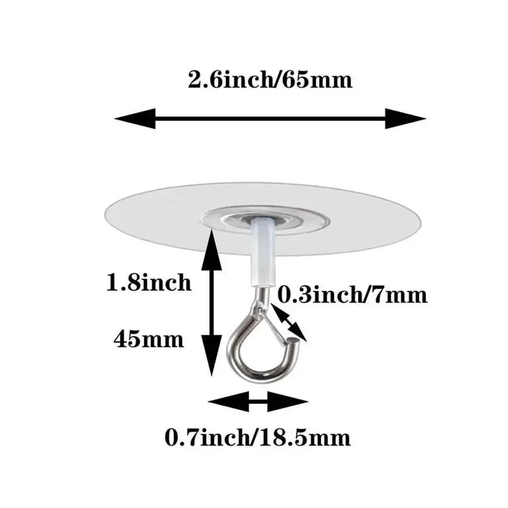 Multifunctional Self-Adhesive Ceiling Hook Water Resistant Strong Bearing Wall Hooks Transparent Metal Hooks