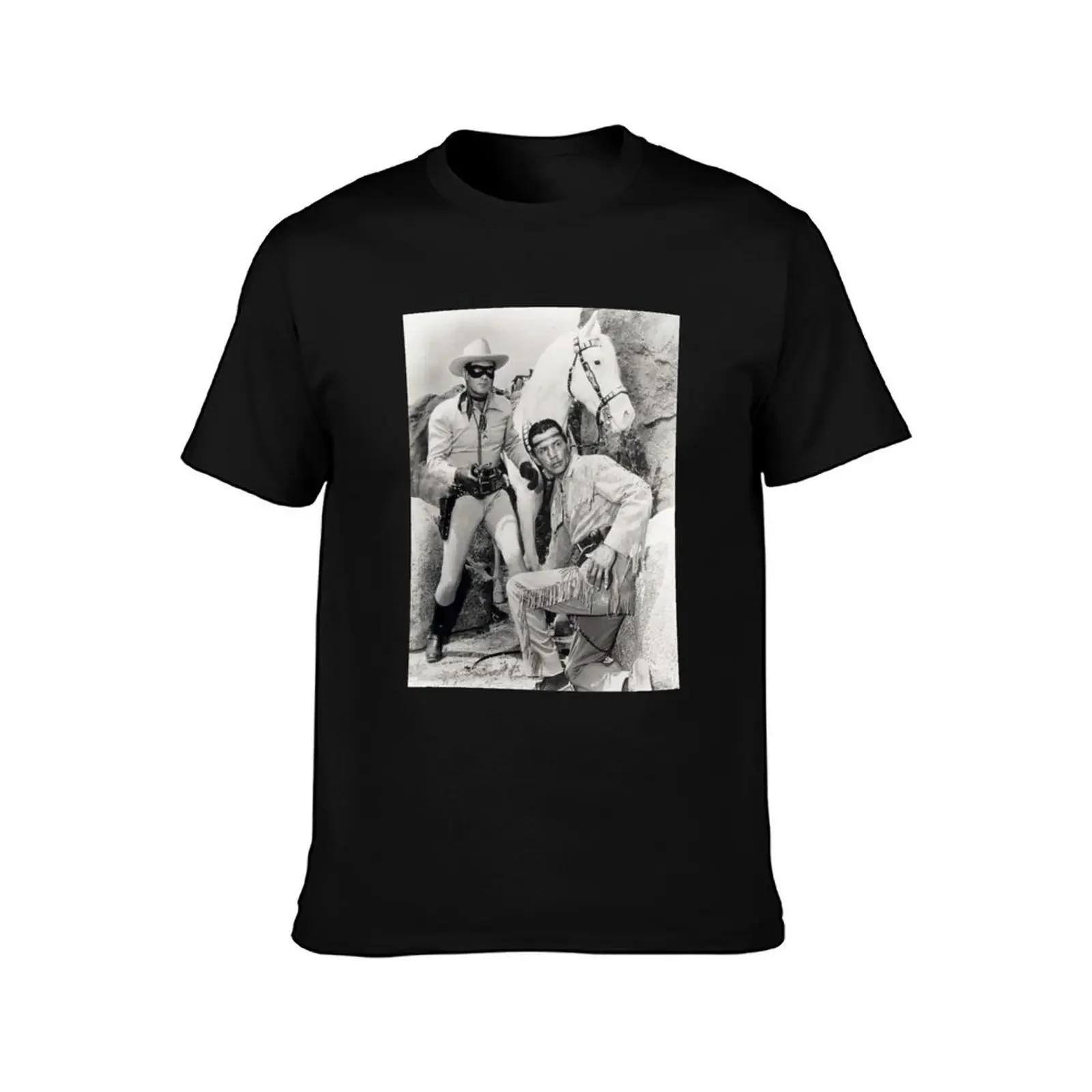 Lone Ranger and Tonto Clayton Moore and Jay Silverheels T-Shirt basketball graphic tees blue archive baggy shirts men clothing