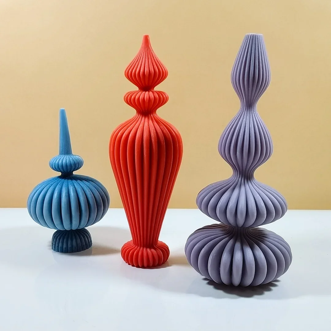 8-36cm Large Vase shaped candle silicone mold Striped Roman column candle silicone mold table lamp shaped resin mold Gypsum mold