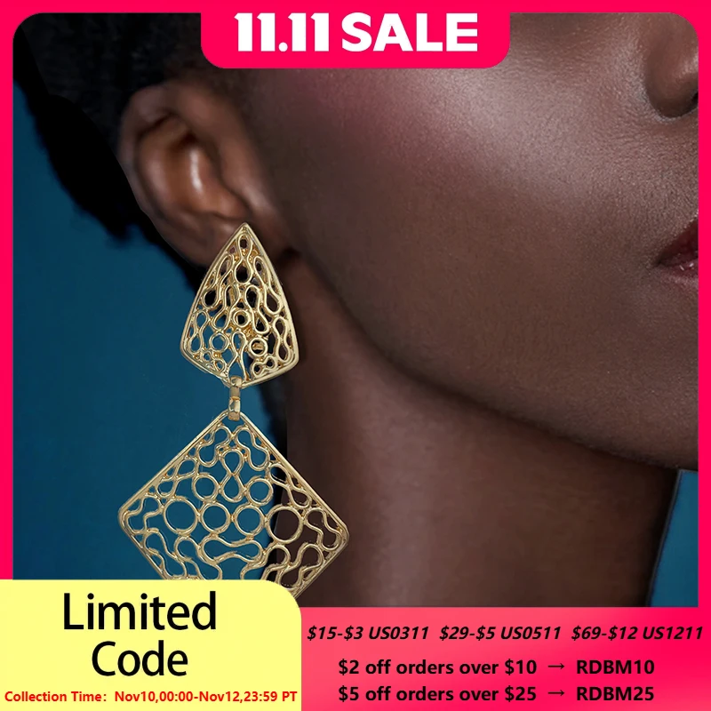 

Charming Gold Color Women Earrings 18k Gold Plated Big Drop Earring Fashion Jewelry Wedding Party Accessories Gift 2023 Trending