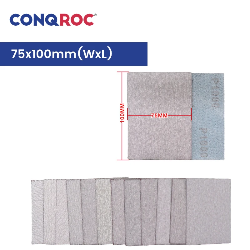 Sanding Sheets 75x100mm White Fused Alumina Dry Sanding Papers Hook and Loop 100-Piece Grit 60~1000