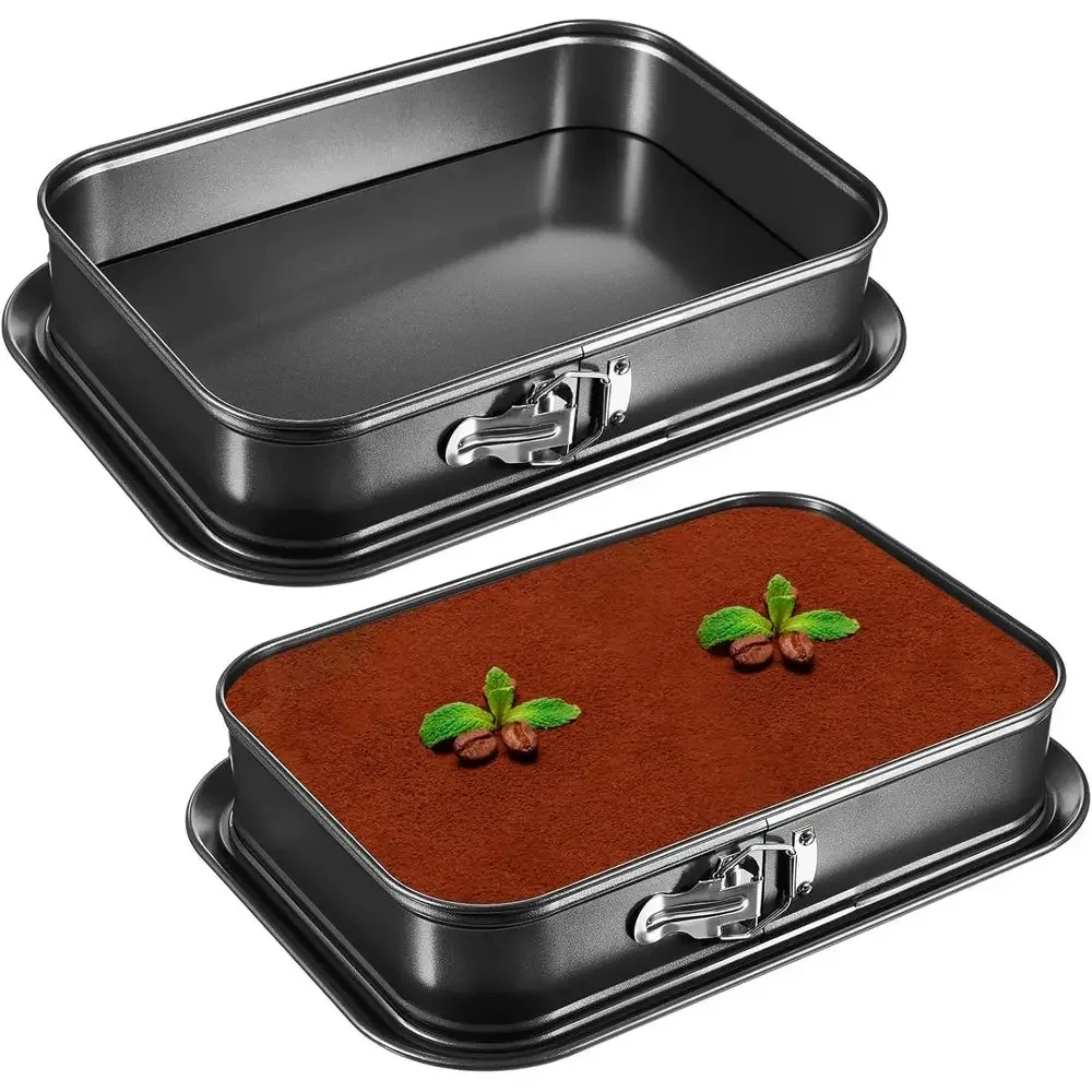 

Rectangle and Square Non-Stick Springform Pans with Removable Bottom for Baking Cheesecakes, Cakes, and More - 14x9.5x3.1 inches