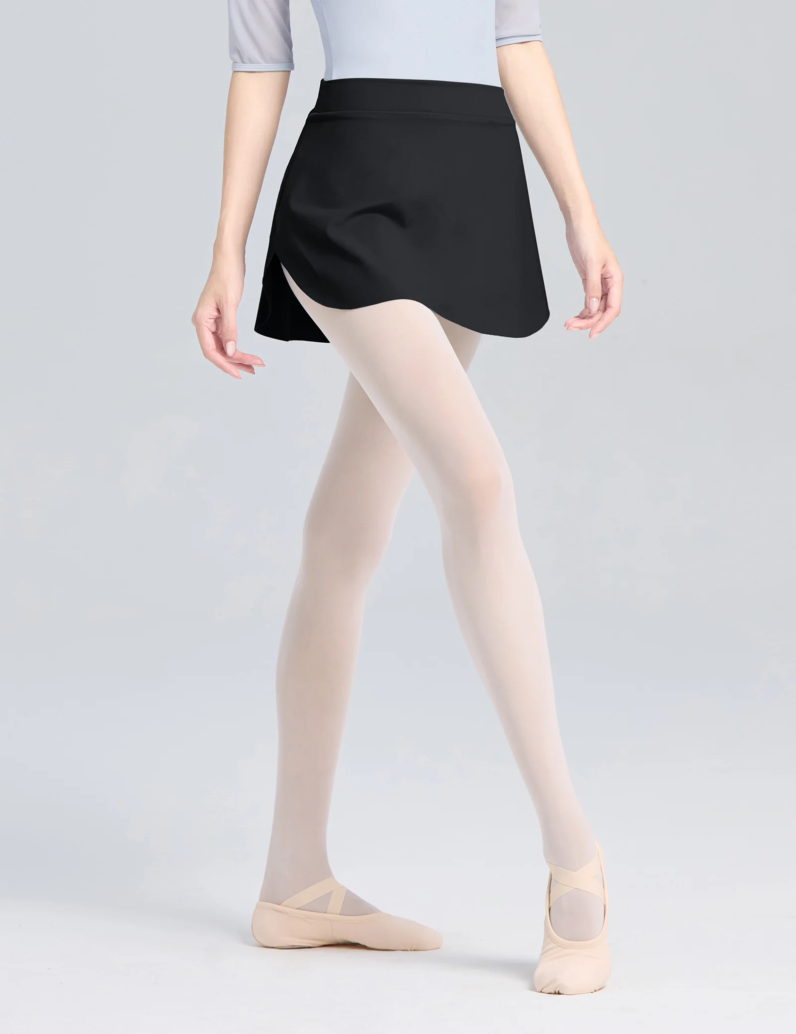 Women Side Split Dance Skirts Adult Versatile A-line Skirts Yoga Fitness Tennis Wear Widen Elastic Waistband Ballerinas Dress