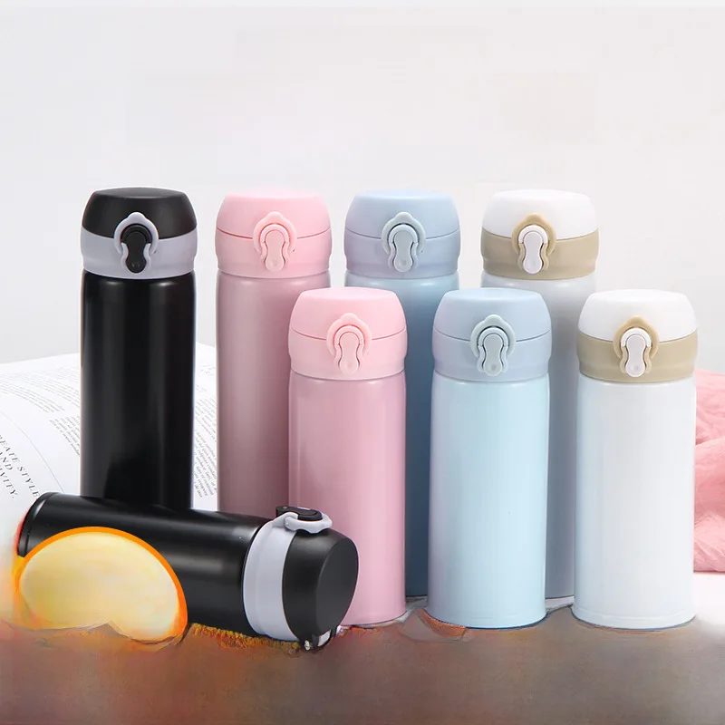 New stainless steel bounce lid thermos cup vacuum double straight Cup creative student sports water Cup logo Oz tumbler cup Uber