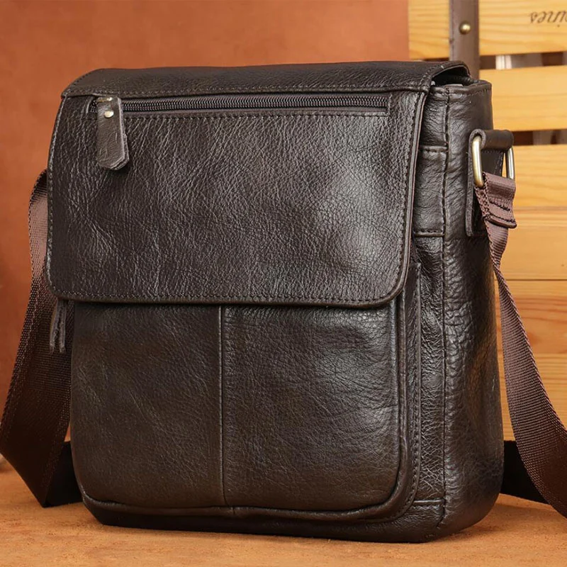 Bolsa de Ombro de Couro Genuíno para Homens, Couro Crossbody Malas Mensageiro Masculino, Alta qualidade