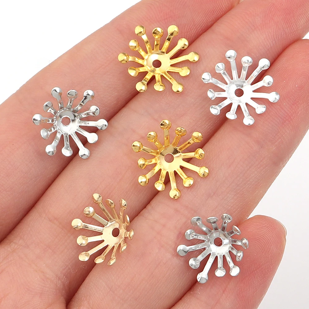 100 قطعة قطر 13 مللي متر الذهب اللون الحديد زهرة قبعات الخرز قبعات Diy بها بنفسك صنع المجوهرات أقراط اكسسوارات للنساء بالجملة