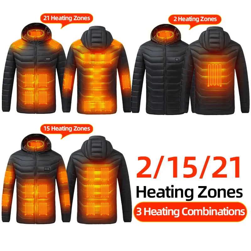 Heated Jackets For Men And Women Usb Electric Heated Hoodie Winter Heating Clothing Warming Hunting Coat Rechargeable