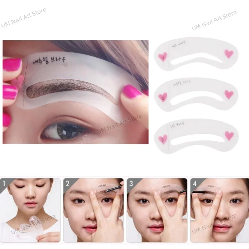 Reusable Eyebrow Stencil แต่งหน้าความงาม Brow Stamp แม่แบบคิ้วรูปร่างชุด Eye Brow แต่งหน้าเครื่องมือ