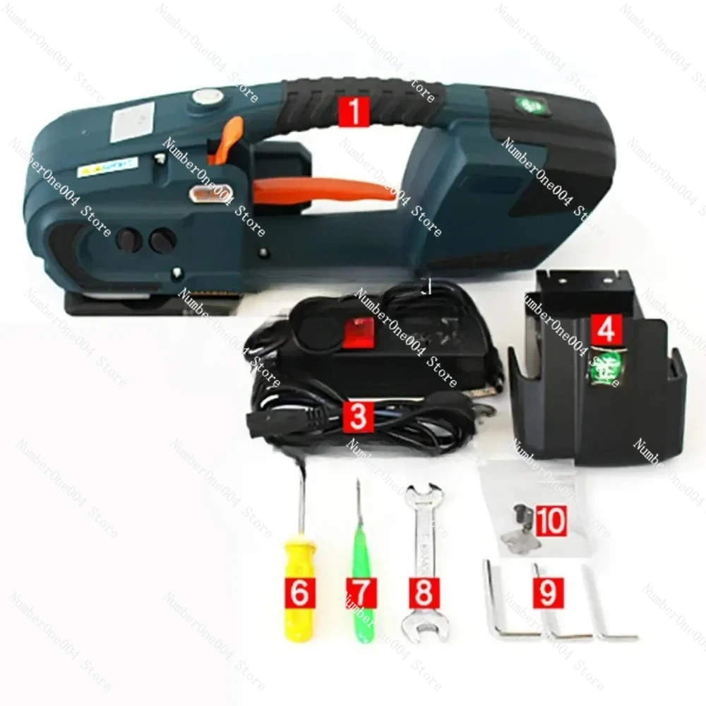 أداة التعبئة والتغليف الأوتوماتيكية لآلة التغليف الكهربائية المحمولة بحزام PET PP مع بطاريتين JDC 13 مم إلى 16 مم