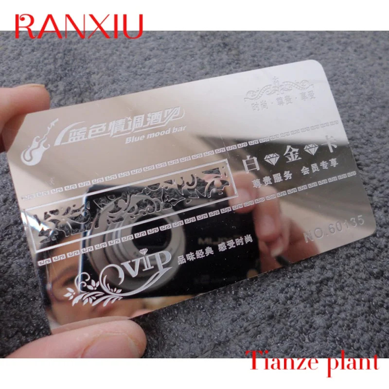 Custom Fashion etal busins card  custo vip card shiny irror etal busins card ith gold or sier plated