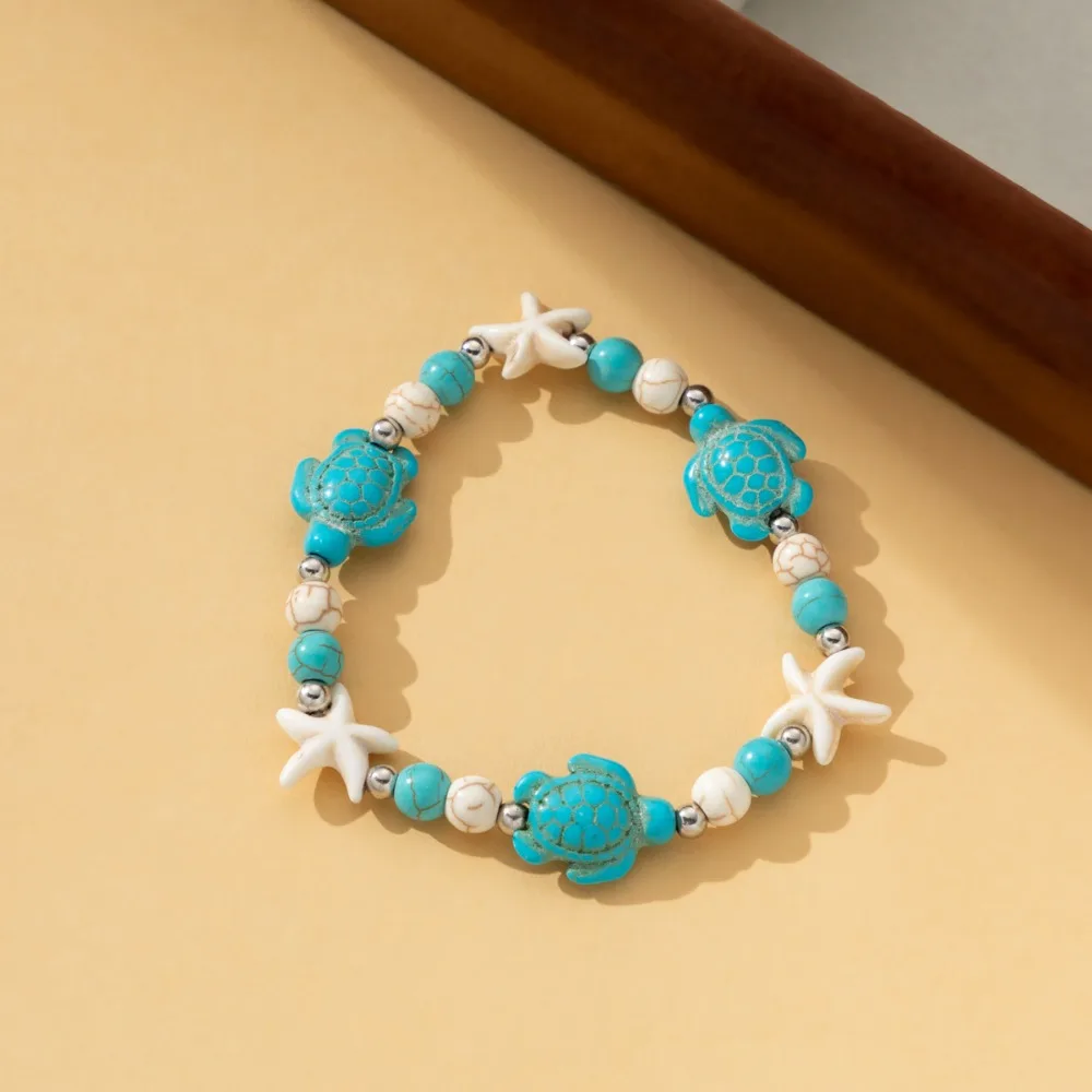 Daily Sea Series Starfish Beaded Bracelet Bohemian Ornaments Turtle Woven Bracelet Colorful Jewelry Shell Beaded Handstring Gift