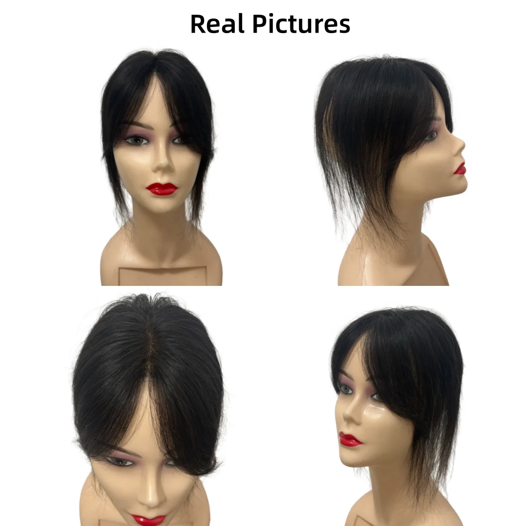 Invisible Seamless Hair Topper 8x11cm Ultra-Thin Mesh Clip-In Bangs Real Natural Hairpiece for Women to Create Fluffy Volume