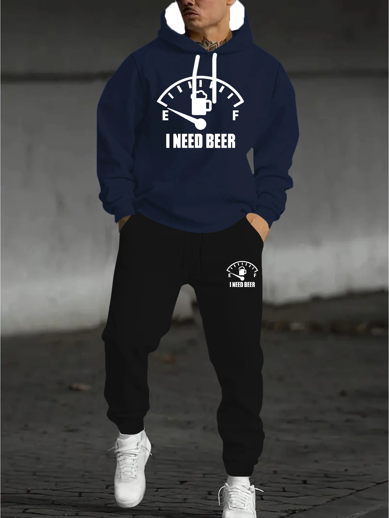 

Осенне-зимний мужской комплект с капюшоном, мужской комплект с капюшоном I NEED BEER с принтом, мужской повседневный модный комплект с капюшоном, быстросохнущий и дышащий