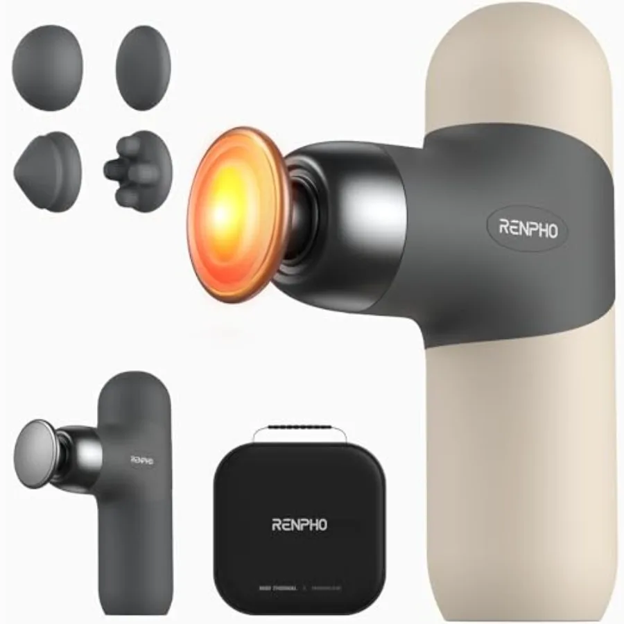 

Мини-термомассажер с подогревом, портативный перкуссионный массажер для глубоких тканей с 4 насадками для шеи и спины, ультратихий, для комфорта